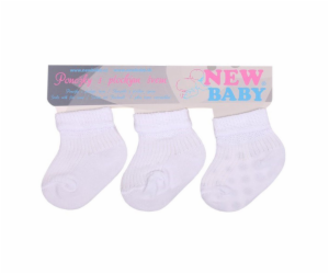 Kojenecké pruhované ponožky New Baby bílé - 3ks