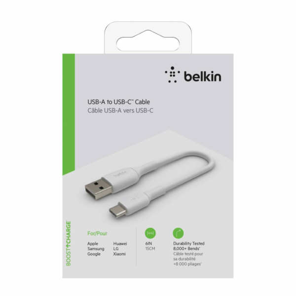 Belkin USB-C/USB-A kabel 15cm PVC, bila CAB001bt0MWH
