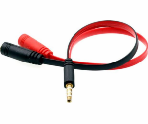 Kabel Mozos Jack 3,5 mm - Jack 3,5 mm x 2 0,2 m červený (...