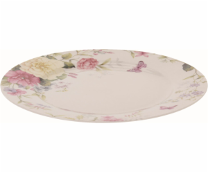 Talíř mělký dekor květiny kostní porcelán