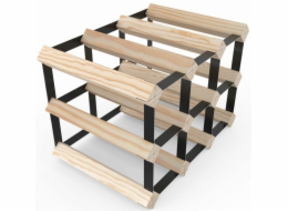 Stojan na víno 9 lahví 33x23x23 cm borovice / černá ocel