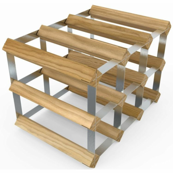 Stojan na víno 9 lahví 33x23x23 cm dub / ocel