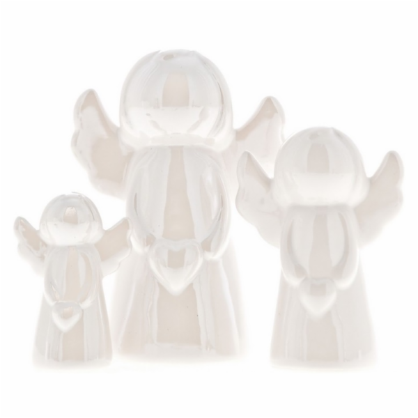 Anděl se srdcem v ručkách perleťově bílý 11,5 cm