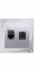 Kontaktovat -Simon Computer Socket Simon54 Double 2xrj45 Cat.6 se stříbrnou rohostí - D62.01/43