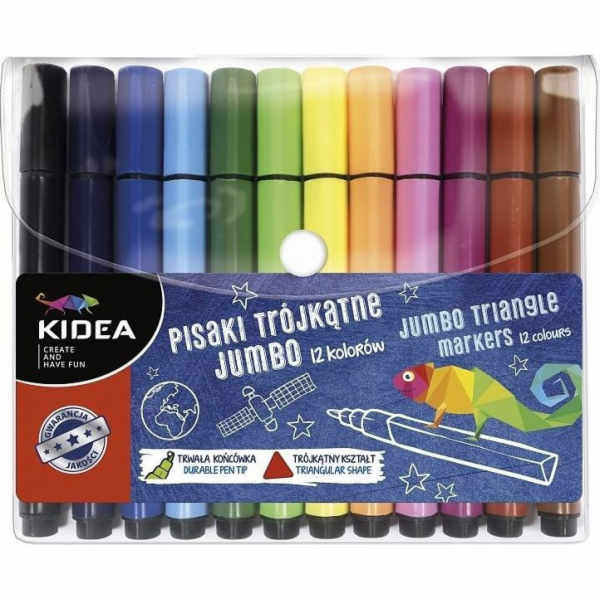 Trojúhelníkové fixy Derform Jumbo 12 barev KIDEA