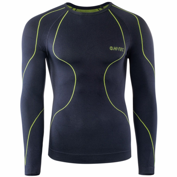 Hi-Tec pánské tričko Ikar Top black/lime punch, velikost XL