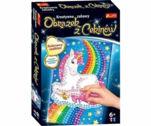 Ranní flitrový obrázek. Jednorožec