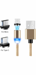 Prolink USB-A - USB-C + microUSB + Lightning kabel 1 m zlatý (023342)