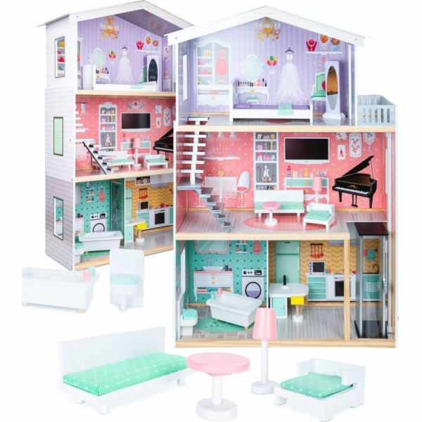 9 Planet Dollhouse Wooden+ Pastel Furniture 117 cm