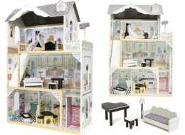 Kik Dollhouse Wooden MDF + nábytek 122 cm xxl LED
