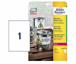 Avery Zweckform White Heavy Duty Laser Labels 210x297mm 2...