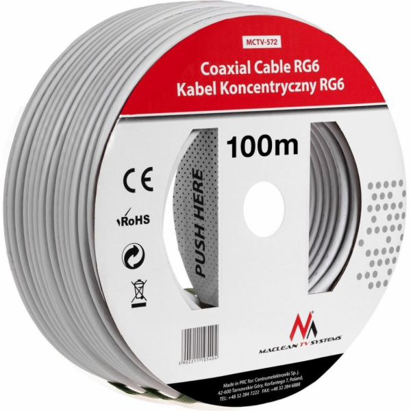 Anténní kabel Maclean, 100 m, bílý (MCTV-572)