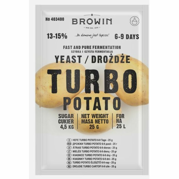 Kvasinky Turbo Potato 25 l/25 g 13-15%
