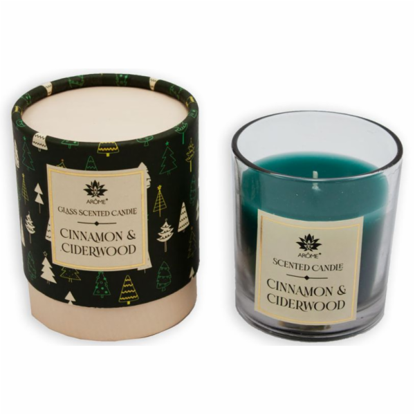 Svíčka vonná 120 g AROME skořice+cedrové dřevo ve skleněn