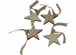 Dekorace závěsná hvězdy přírodní 4ks