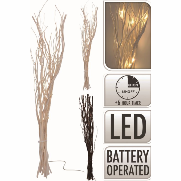 Větev vánoční 40 cm 12 LED žárovek