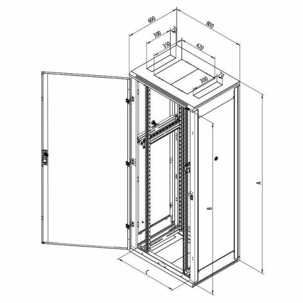 Triton 19  rozvaděč stojanový 42U/800x600 plechové dveře ...