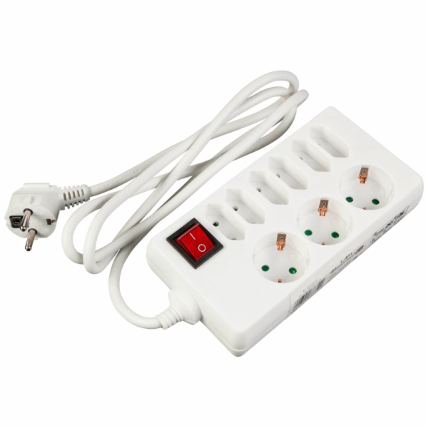 REV stolní zásuvka 9násobná 1,4m s vypínač bila