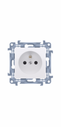 Jednozásuvkový Kontakt-Simon S10 s bílým zemním závěrem