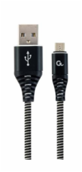 GEMBIRD Kabel USB 2.0 AM na MicroUSB (AM/BM), 2m, opletený, černo-bílý, blister, PREMIUM QUALITY