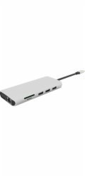 eSTUFF přenosný USB-C Hub 12-v-1 Triple Display, pro PC a tablety,  šedá