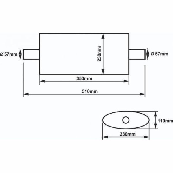 Slide Central Silencer 57mm Slide 304SS 350mm