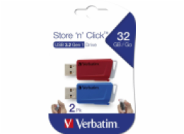 32GB 2PACK USB Flash 3.2 Store &apos;n&apos; Click (červený+modrý) Verbatim P-blist