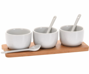 Servírovací misky se lžičkami porcelán / bambus KO-795880010