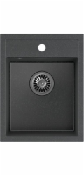 Quadron JOHNNY 90 Steingran dřez, černý granitový dřez, 1-miska bez (39x50x20), se sifonem z nerezové oceli