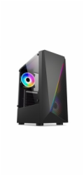 1stCOOL skříň SHARK 2, middle tower, AU, USB 3.0, bez zdroje, RGB fan, průhledná bočnice, černá