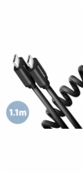 AXAGON BUCM-CM20TB, TWISTER kabel USB-C <-> USB-C, 1.1m, USB 2.0, PD 60W 3A, ALU, tpe, černý