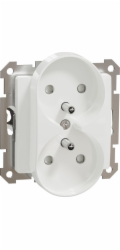 Dvojitá zásuvka Schneider Electric Sedna Design&Elements s bílým zemním povrchem