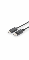 Digitus Assmann AK-340303-010-S Digitus kabelový adaptér DisplayPort, DP - HDMI typu A, M / M, 1,0 m, s blokováním, DP 1.2_HDMI 2.0, 4K / 60Hz, CE, bl