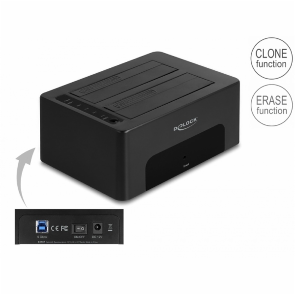 Delock Duální USB dokovací stanice pro 2 x HDD / SSD SATA...
