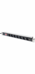 DIGITUS 19" PDU, 1U hliník, SCHUKO -> 7x CEE 7/4, vypínač