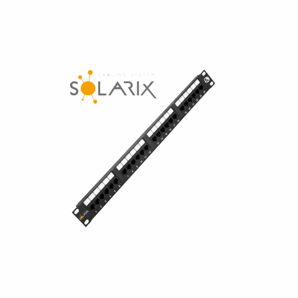 19" patch panel Solarix 24 x RJ45 CAT5E UTP 150 MHz černý...