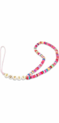 Guess Poutko na Telefon Heishi Multicolor Pink Guess phone charm je stylový, praktický a skvělý doplněk k vašemu pouzdru na telefon. Můžete si jej pověsit na zápěstí, abyste zabránili náhodnému pádu 