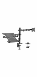 Gembird MA-DA-03 Nastavitelný držák na stůl s ramenem monitoru a přihrádkou na notebook (otočné, naklápěcí, otočné), 17”-32”, do 9 kg