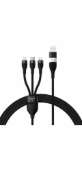 Kabel USB 3v1 Baseus Flash Series 2, USB-C + micro USB + Lightning, 100 W, 1,2 m (černý)