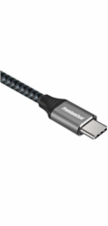 PREMIUMCORD Zahnutý kabel USB-C (USB 3.2 Gen 2, 3A, 60W, 20Gbit/s), hliníkové krytky konektorů, 1m