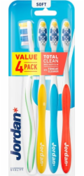 Jordan Total Clean zubní kartáček, měkký, 4 ks