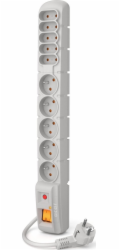 Acar S10 přepěťová ochrana napájecí lišta 10 zásuvek 5 m šedá (W0133)