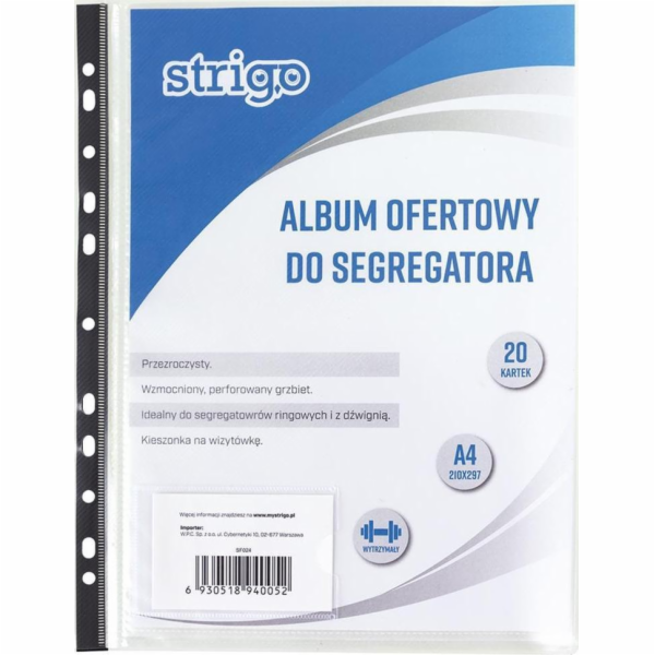 Strigo Nabídka alba PP A4 20 triček s perforací SF024 STRIGO