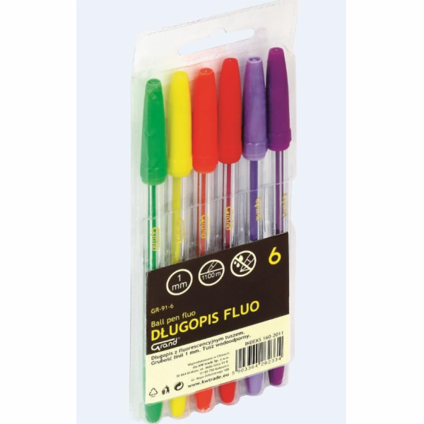 Velké kuličkové pero 6 barev Fluo GR-91