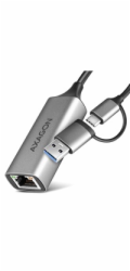 AXAGON adaptér USB-A + USB-C na GLAN(RJ-45) / ADE-TXCA / USB 3.2 Gen1 / 15cm / kovové tělo
