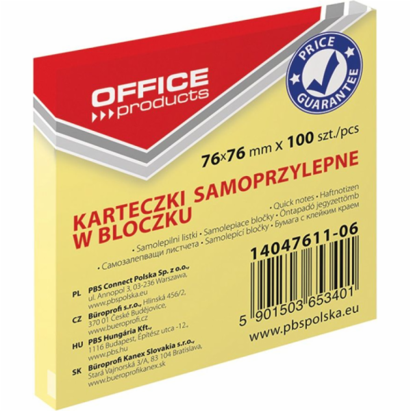 Kancelářské produkty Pbs notebook kancelářský 76x76mm žlu...