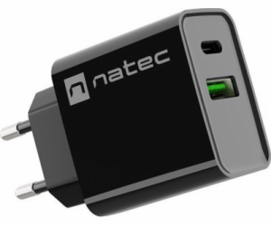Ribera nástěnná nabíječka 1x USB-A + 1x USB-C 20W černá