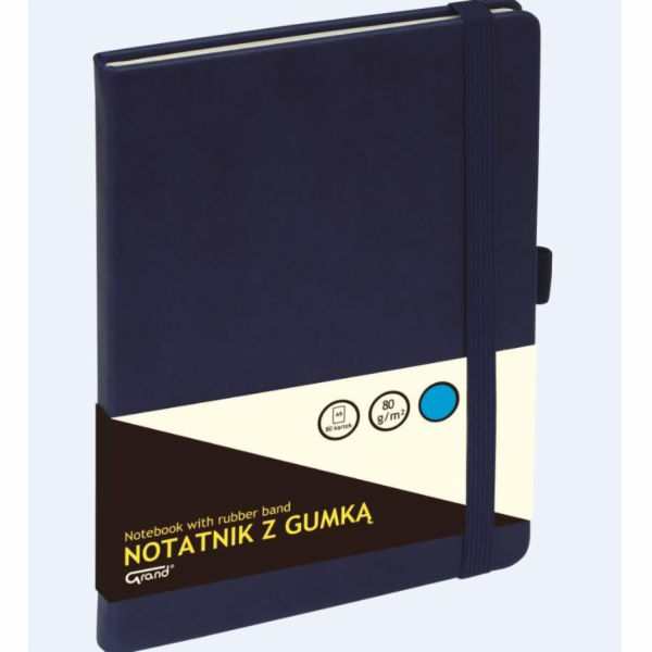 KW Trade Notebook s gumou, tmavě modrá, listy A5/80, mřížka