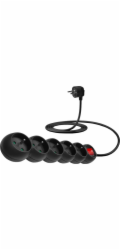 CONNECT IT prodlužovací kabel 230 V, 5 zásuvek, 2 m, s vypínačem (černý)