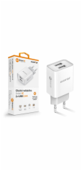 Chytrá síťová nabíječka ALIGATOR 2,4A, 2xUSB, smart IC, bílá